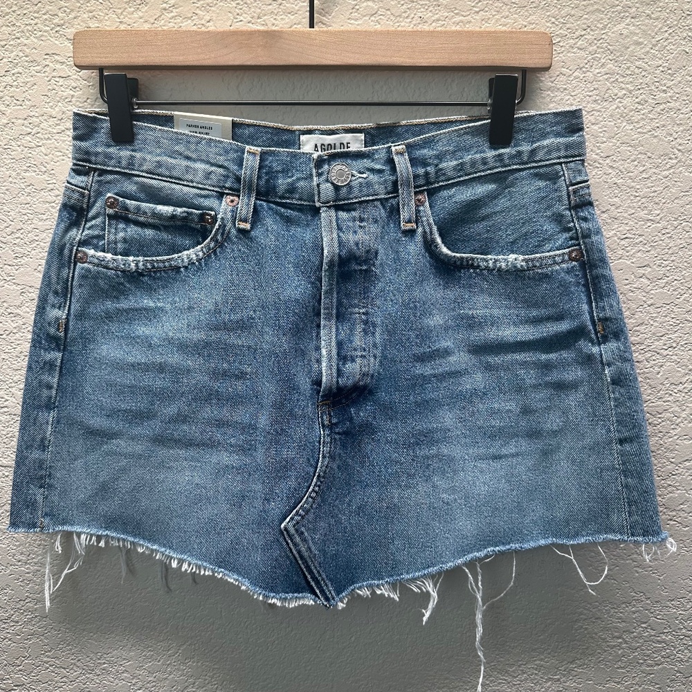 NEW AGOLDE Parker Angled Hem Skirt Size 27 Organic Cotton Y2K Western Festival